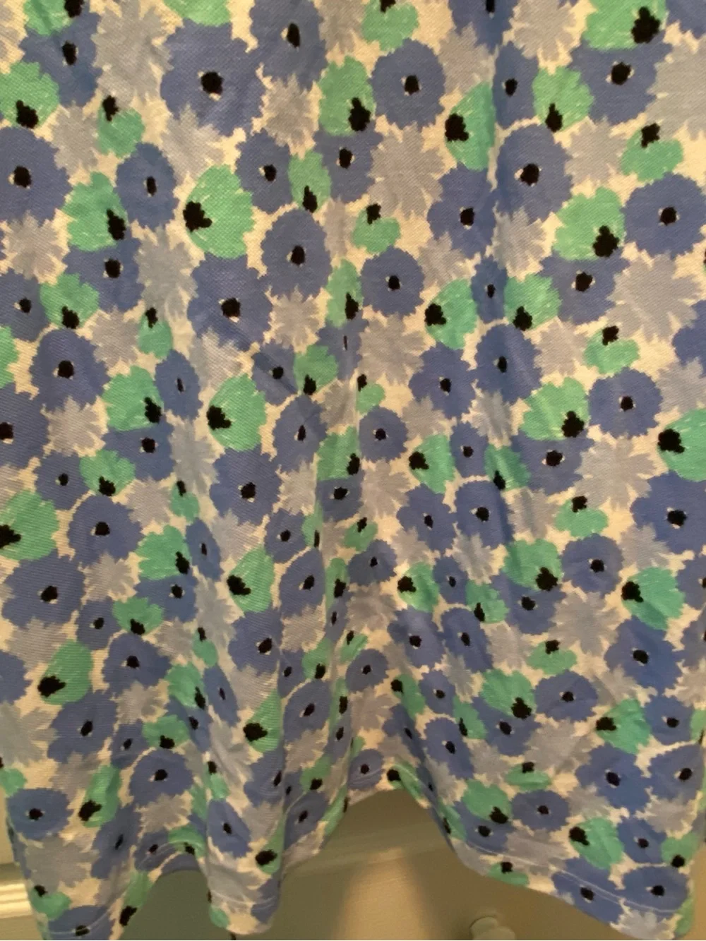Kim Rogers Polo Shirt Blue/Green Floral Print with White Collar XL New With Tag